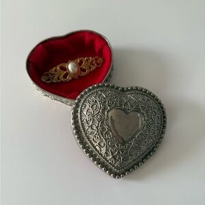 Valentine's Day Miriam Haskell Brooch Pin Signed Vintage Pearl With Silver Heart